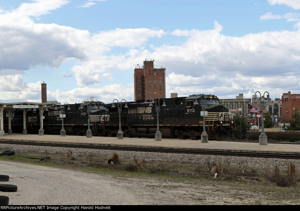 NS 9713 & 9731 lead train 204 northbound past the station